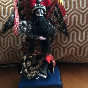 Black and Red Chinese Opera Mask Decorative Doll - Home Accent